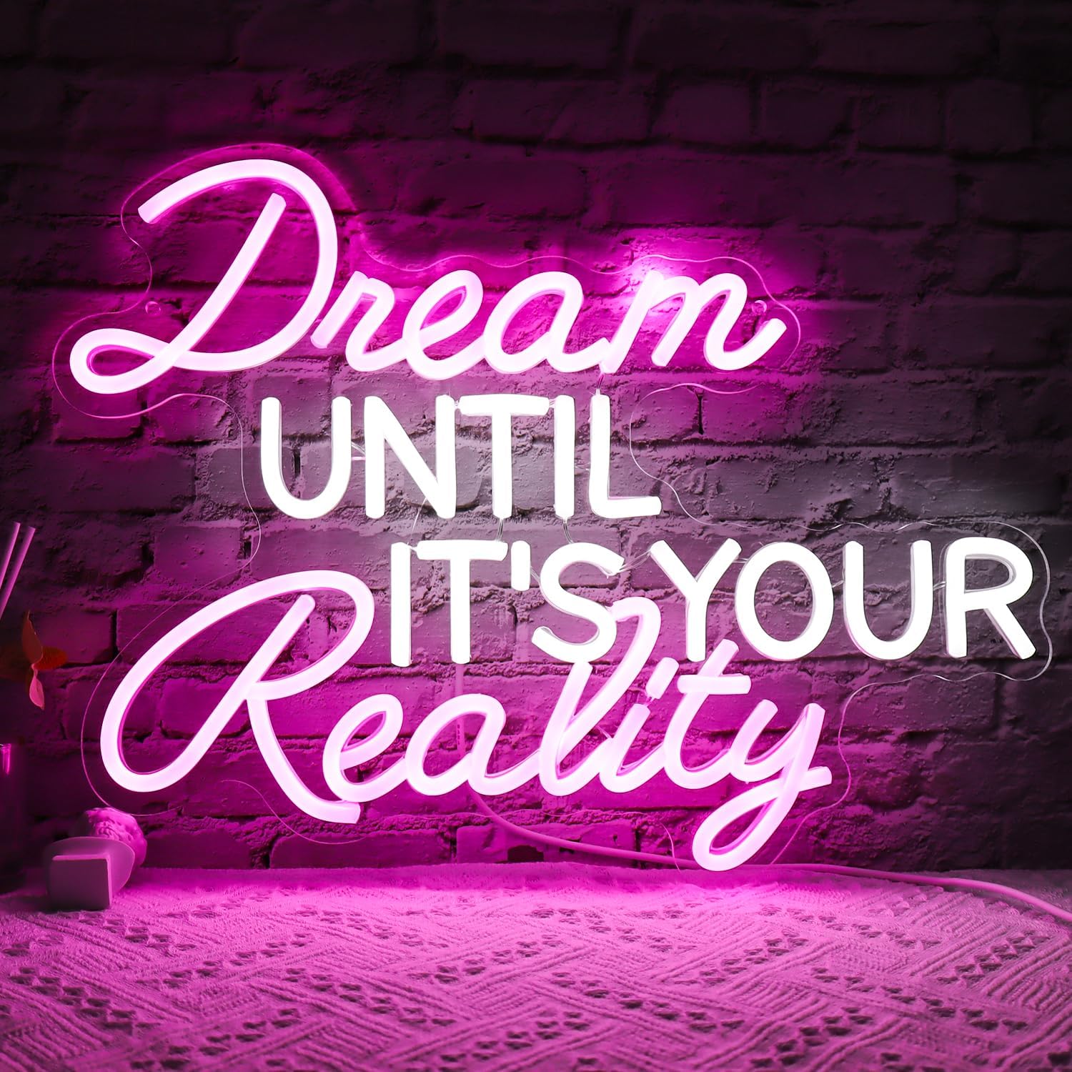 Pink LED neon sign for dopamine decor luxury bedroom