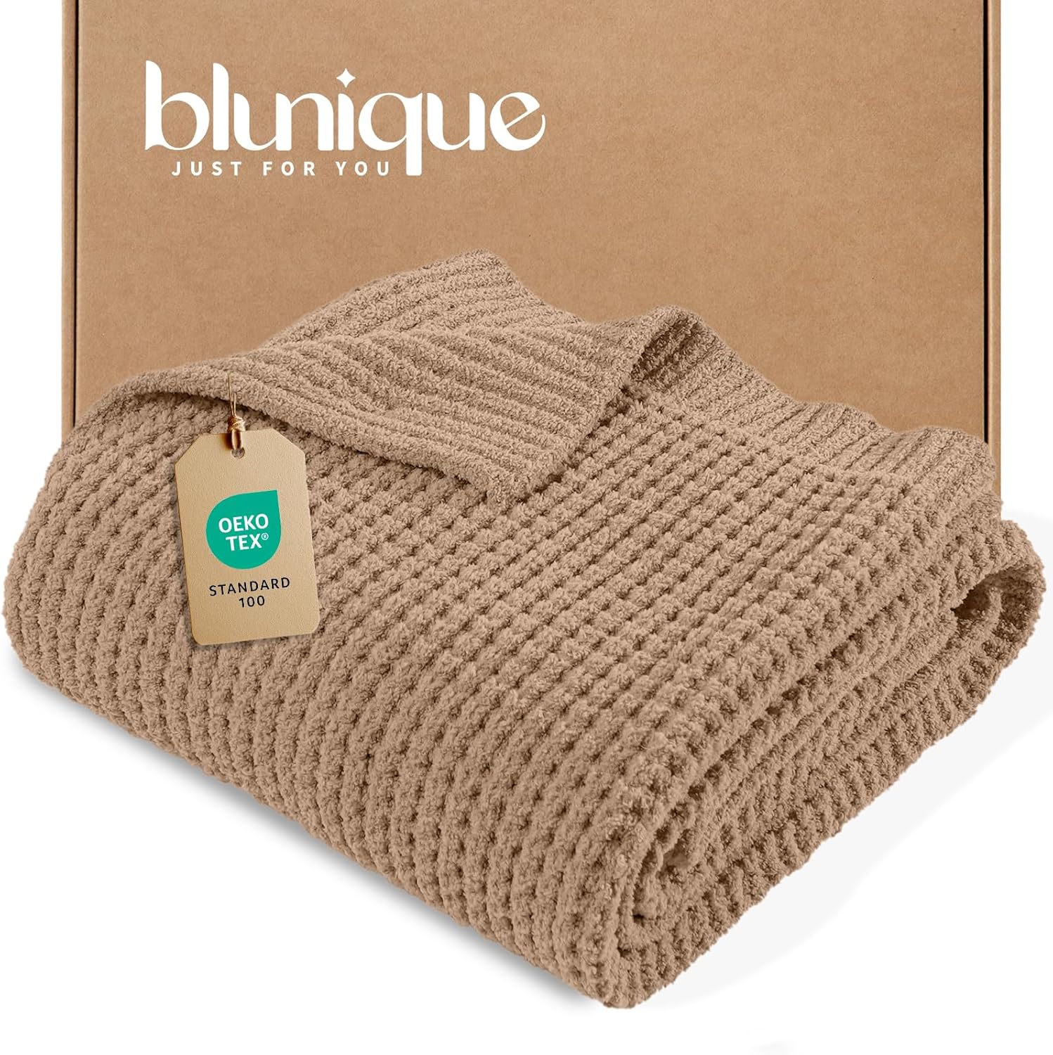 Waffle knit throw blanket for cozy small bedroom