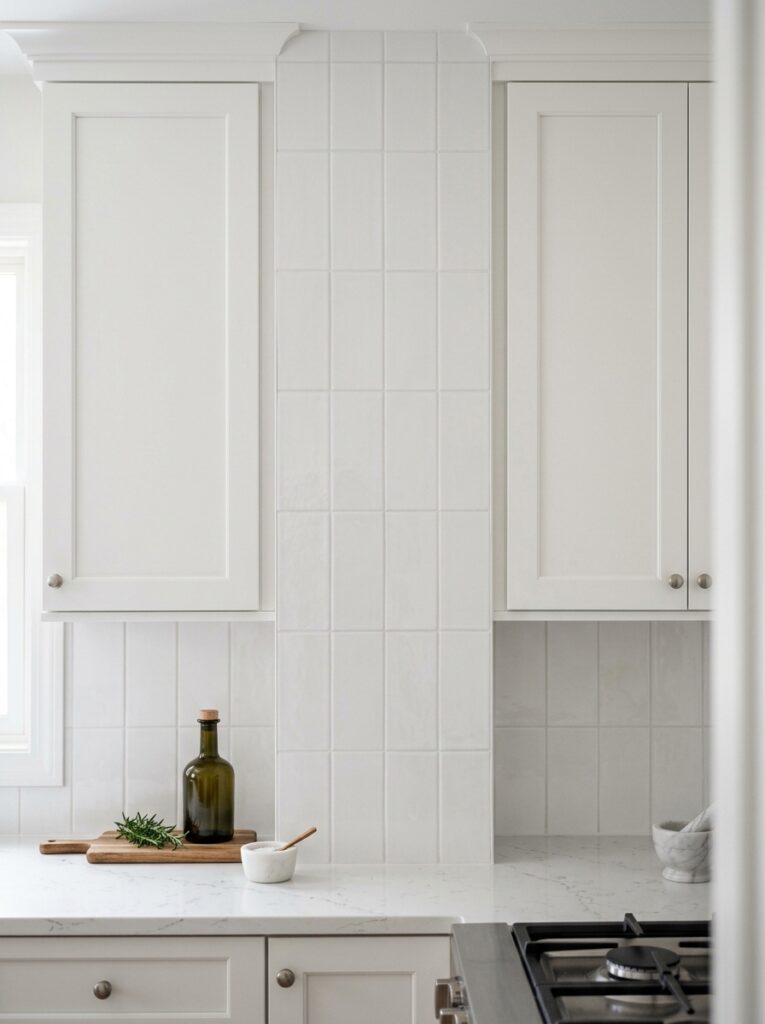 Small kitchen ideas 2026 with vertical subway tile backsplash