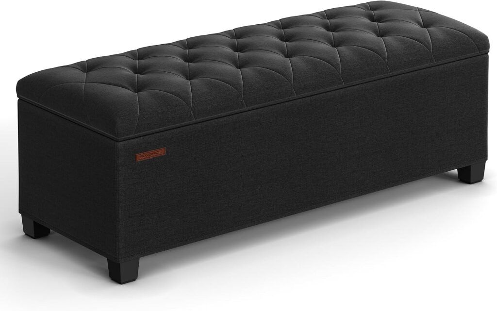 Black storage ottoman bench for master bedroom