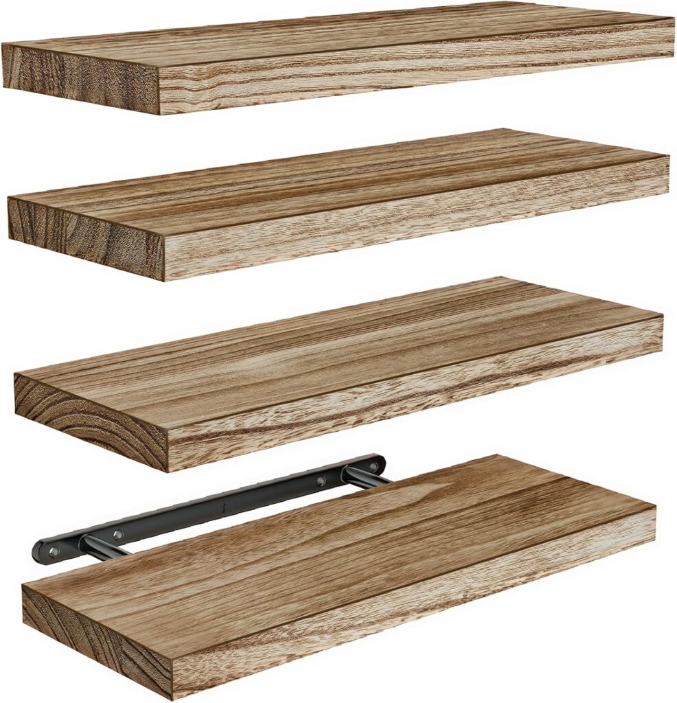 Amada floating wood shelves set of 4 gaming room