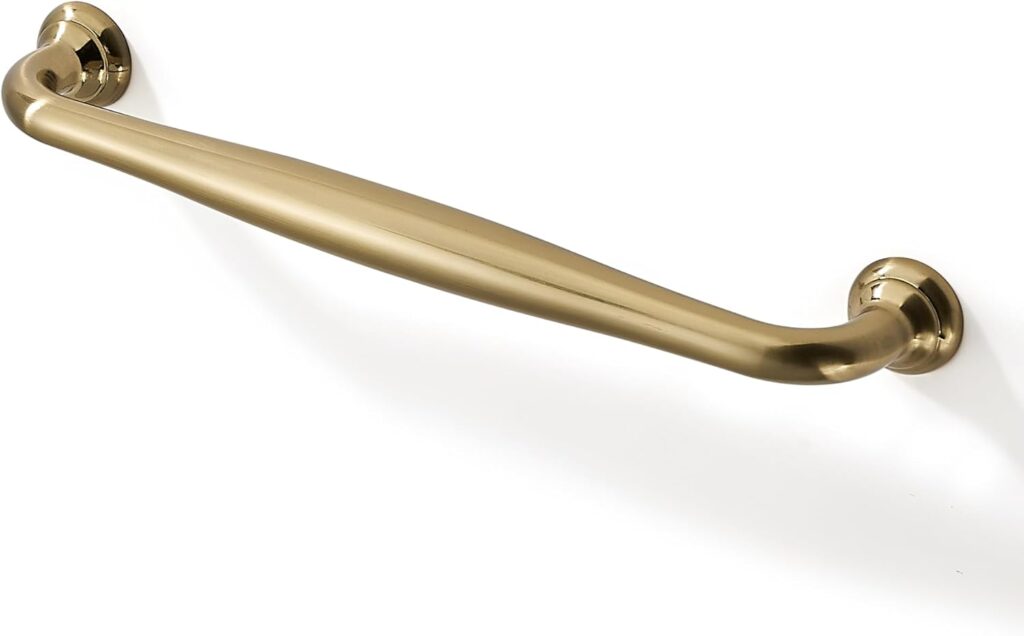 Champagne bronze cabinet hardware for aubergine kitchen