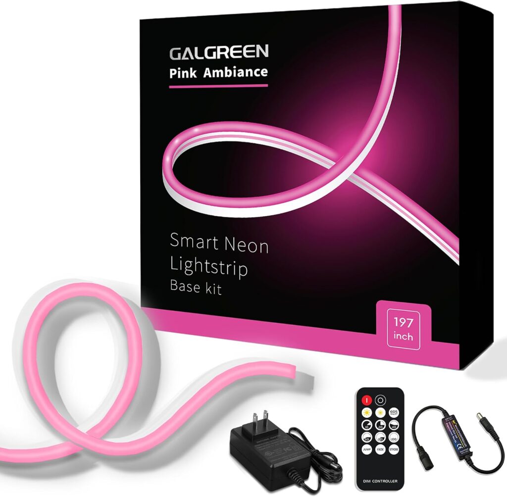 Dimmable pink LED strip lighting for gaming room