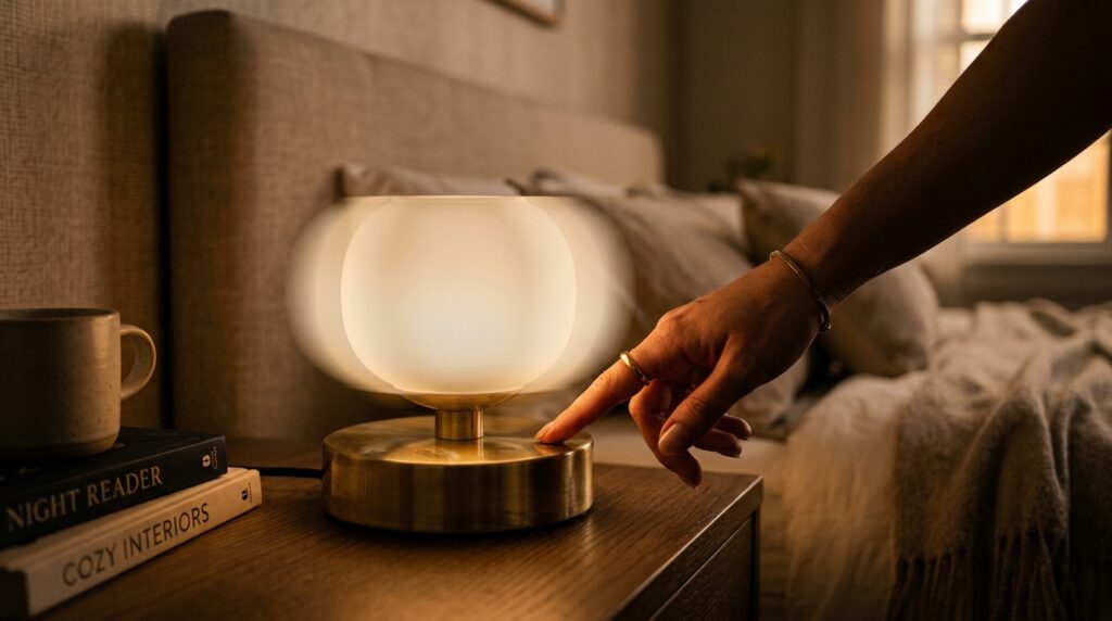 Touch control dimmer lamp adjusting room brightness
