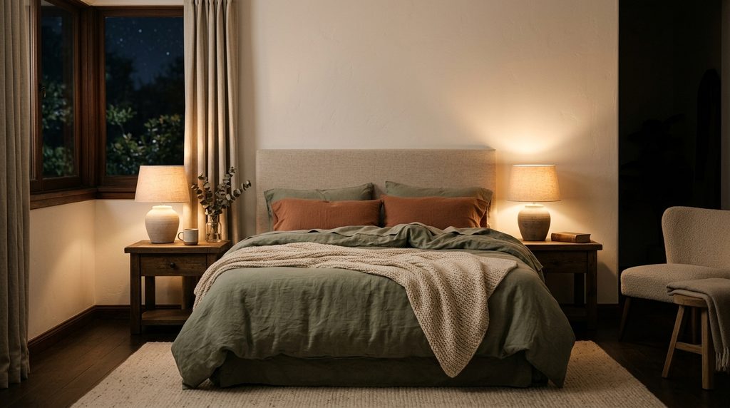 Cocoon bedroom benefits with calm uncluttered space for better sleep